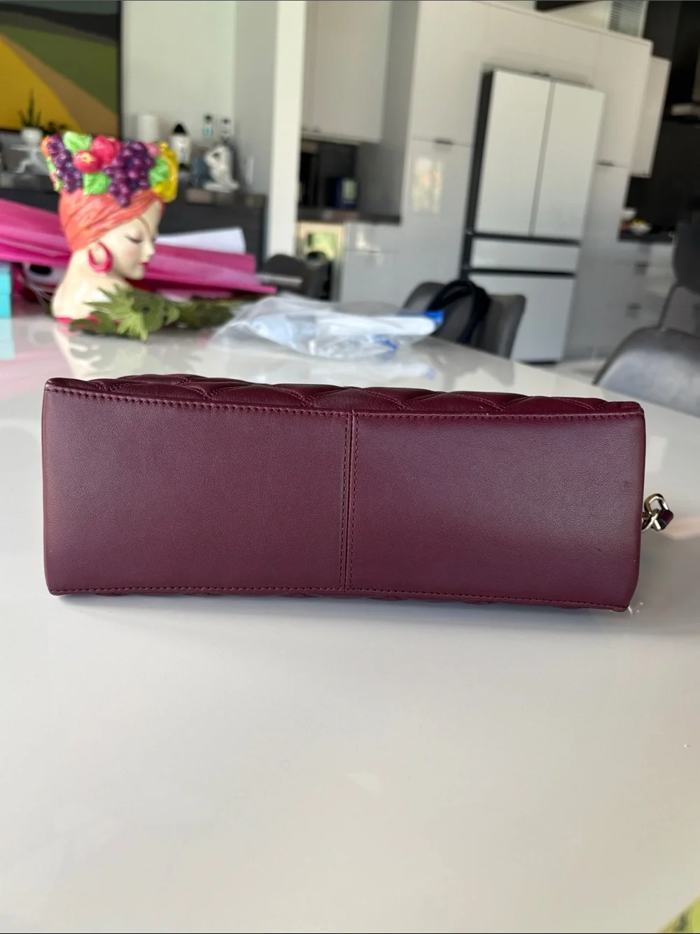 kate spade Quilted Burgundy Leather Chain Shoulder Bag